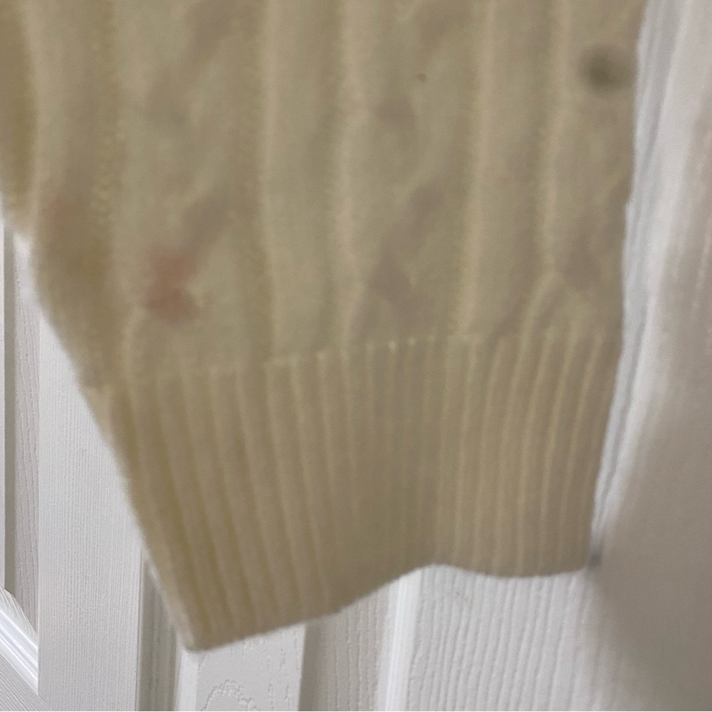 Cotton Candy Cream Cable Knit Long Balloon Sleeve Crop Size XS/S - Picture 5 of 13